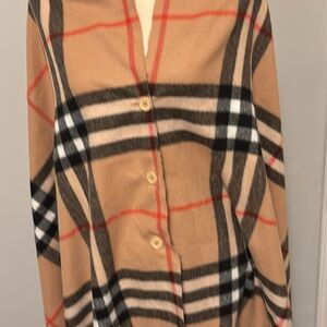 Plaid Tan and Black Scarf with 3 buttons
